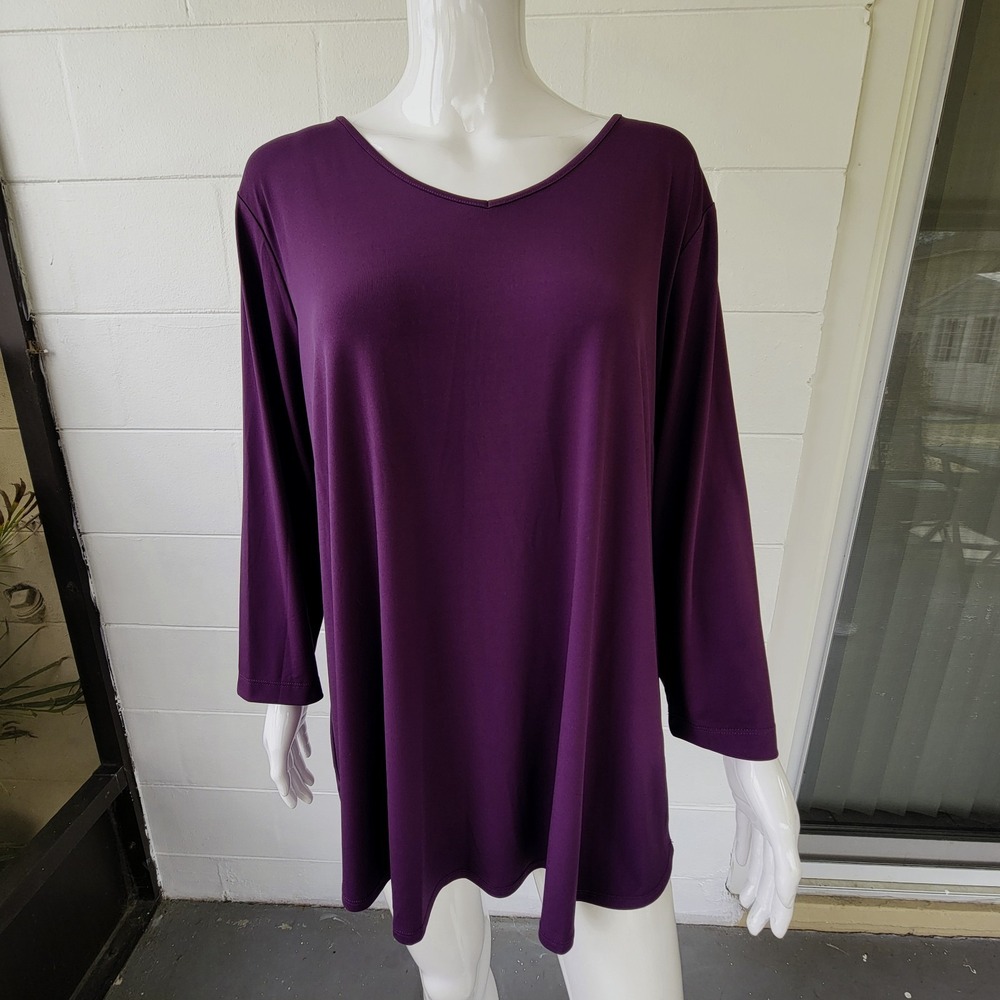 Joan Rivers Plum-Shade Blouse Women XL Relaxed Layering Polished Casual Chic